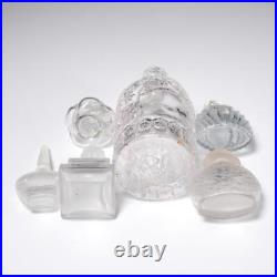 Vintage 6-Pc. Clear Frosted Art Glass Perfume Bottles France Italy Deco Florals Vintage 6-Pc. Clear Frosted Art Glass Perfume Bottles France Italy Deco Florals