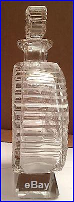 Vintage 8 Tall Clear Crystal Czechoslovakian Perfume Bottle with Stopper