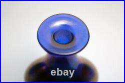 Vintage'80 GILVEY Art Glass IRIDESCENT COBALT THREADED Moonrise Perfume+Stopper