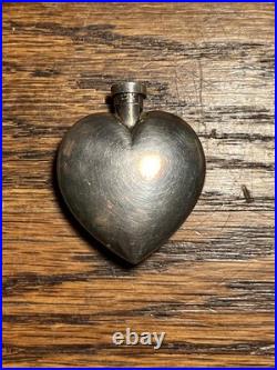 Vintage. 925 Sterling Silver Travel Perfume Bottle Heart Shape Tiffany Co Style