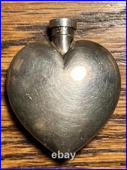 Vintage. 925 Sterling Silver Travel Perfume Bottle Heart Shape Tiffany Co Style
