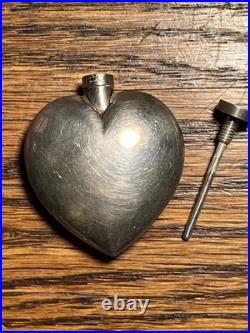 Vintage. 925 Sterling Silver Travel Perfume Bottle Heart Shape Tiffany Co Style