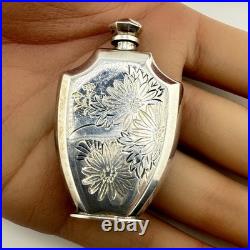 Vintage 950 Sterling Silver Hand Engraved Miniature Perfume Bottle 2 (13.2g)