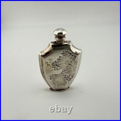 Vintage 950 Sterling Silver Hand Engraved Miniature Perfume Bottle 2 (13.2g)