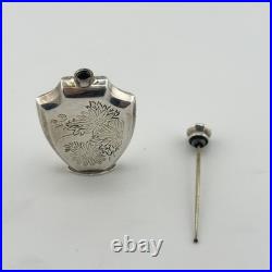Vintage 950 Sterling Silver Hand Engraved Miniature Perfume Bottle 2 (13.2g)