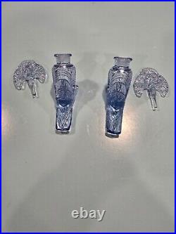 Vintage. A Pair Of Blue Pressed Glass Perfume Bottles