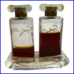 Vintage Adrian Saint and Sinner Perfume Bottle Lucite Set 1940's, Free Shipping