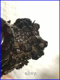 Vintage Amber 3 Perfume Bottle Hand Carved 1930's Womans Profile Floral Design