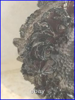 Vintage Amber 3 Perfume Bottle Hand Carved 1930's Womans Profile Floral Design