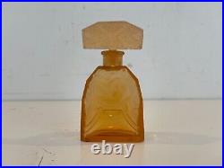 Vintage Amber / Orange Art Glass Perfume Bottle with Nude Scene Decorations