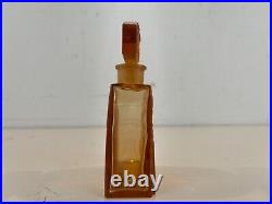 Vintage Amber / Orange Art Glass Perfume Bottle with Nude Scene Decorations