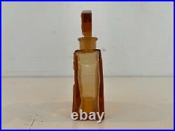 Vintage Amber / Orange Art Glass Perfume Bottle with Nude Scene Decorations