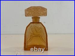 Vintage Amber / Orange Art Glass Perfume Bottle with Nude Scene Decorations