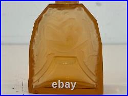 Vintage Amber / Orange Art Glass Perfume Bottle with Nude Scene Decorations