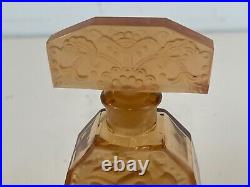 Vintage Amber / Orange Art Glass Perfume Bottle with Nude Scene Decorations