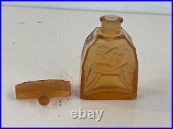 Vintage Amber / Orange Art Glass Perfume Bottle with Nude Scene Decorations