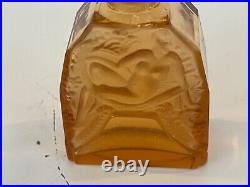 Vintage Amber / Orange Art Glass Perfume Bottle with Nude Scene Decorations