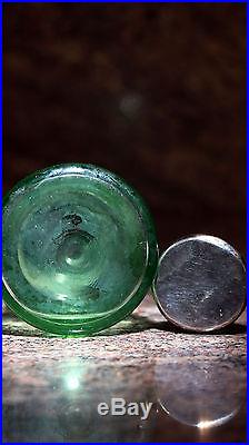 Vintage American Green Colored Glass Perfume 5 Bottle with Silver Overlay