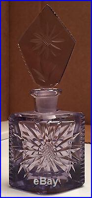 Vintage Amethyst Czechoslovakian Perfume Bottle with Floral Starburst