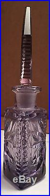 Vintage Amethyst Czechoslovakian Perfume Bottle with Floral Starburst