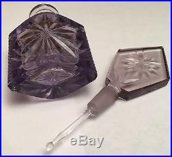 Vintage Amethyst Czechoslovakian Perfume Bottle with Floral Starburst