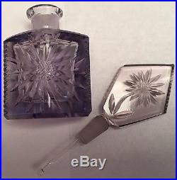 Vintage Amethyst Czechoslovakian Perfume Bottle with Floral Starburst