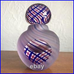 Vintage Andrew Shea 1983 Studio Art Glass Blue Pink Perfume Bottle 4 1p