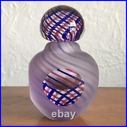 Vintage Andrew Shea 1983 Studio Art Glass Blue Pink Perfume Bottle 4 1p