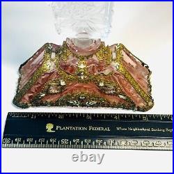 Vintage/Antique Czechoslovakia Czech Jeweled Perfume Bottle Purple Ormolu FLAW
