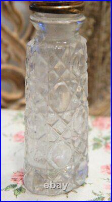 Vintage Antique Ormolu Perfume Bottle Mini Set Emerald Glass Star Dangles STUBBY