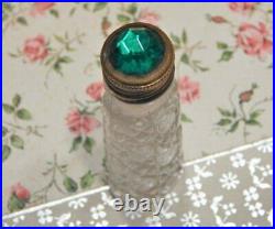Vintage Antique Ormolu Perfume Bottle Mini Set Emerald Glass Star Dangles STUBBY