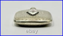 Vintage Antique Perfume Bottle Guilloche Silver Plate Enamel Floral Vintage Antique Perfume Bottle Guilloche Silver Plate Enamel Floral