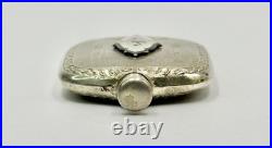 Vintage Antique Perfume Bottle Guilloche Silver Plate Enamel Floral