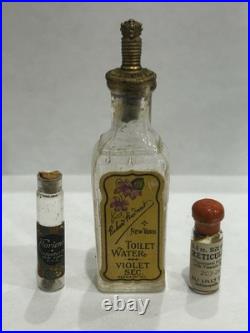 Vintage Antique Perfume Lot Richard Hudnut Violet Sec Bottle & Box & More