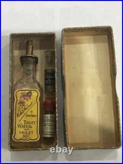 Vintage Antique Perfume Lot Richard Hudnut Violet Sec Bottle & Box & More