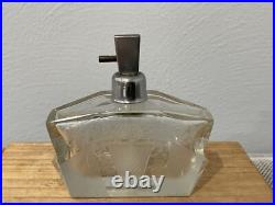Vintage Antique Possibly Bohemian Etched Glass Perfume Atomizer with Floral Design