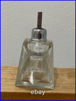 Vintage Antique Possibly Bohemian Etched Glass Perfume Atomizer with Floral Design