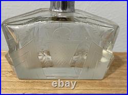 Vintage Antique Possibly Bohemian Etched Glass Perfume Atomizer with Floral Design