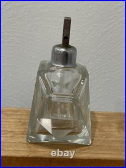 Vintage Antique Possibly Bohemian Etched Glass Perfume Atomizer with Floral Design