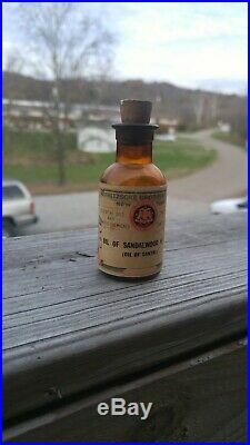 Vintage Antique Sandalwood Oil Fritzsche Bros Amber Bottle RARE SANTAL