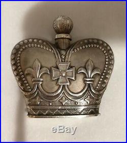 Vintage Antique Sterling Silver Crown Perfume Bottle