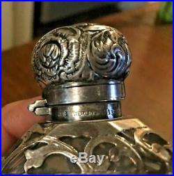 Vintage Antique Sterling Silver Overlay Cologne / Perfume Bottle