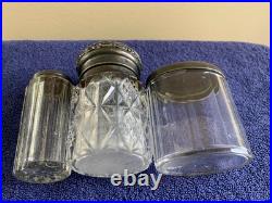 Vintage Antique Tiffany & More Glass Vanity JarsSterling Silver Lids