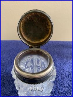 Vintage Antique Tiffany & More Glass Vanity JarsSterling Silver Lids