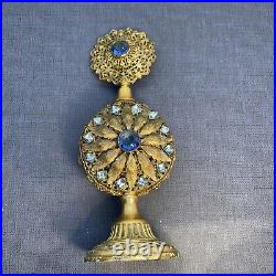 Vintage Apollo Vanity Bottle Blue Jeweled Crystal Rare Exceptional Collectible
