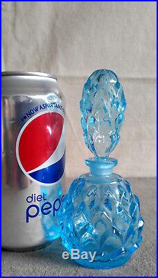 Vintage Aqua Blue Glass Perfume Bottle Cut Pineapple Surface