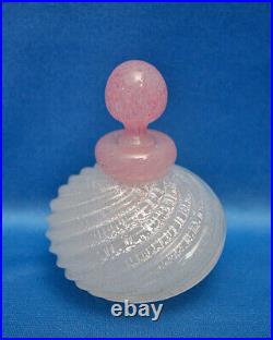 Vintage Archimede Seguso ITALiAN Murano ART GLASS Perfume+Stopper PiNK, SiLVER