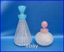 Vintage Archimede Seguso ITALiAN Murano ART GLASS Perfume+Stopper PiNK, SiLVER