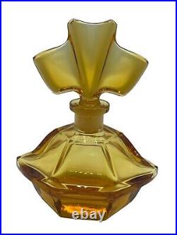 Vintage Art Deco Amber Crystal Glass MCM Retro Perfume Bottle 6 Bohemian Czech