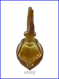 Vintage Art Deco Amber Crystal Glass MCM Retro Perfume Bottle 6 Bohemian Czech